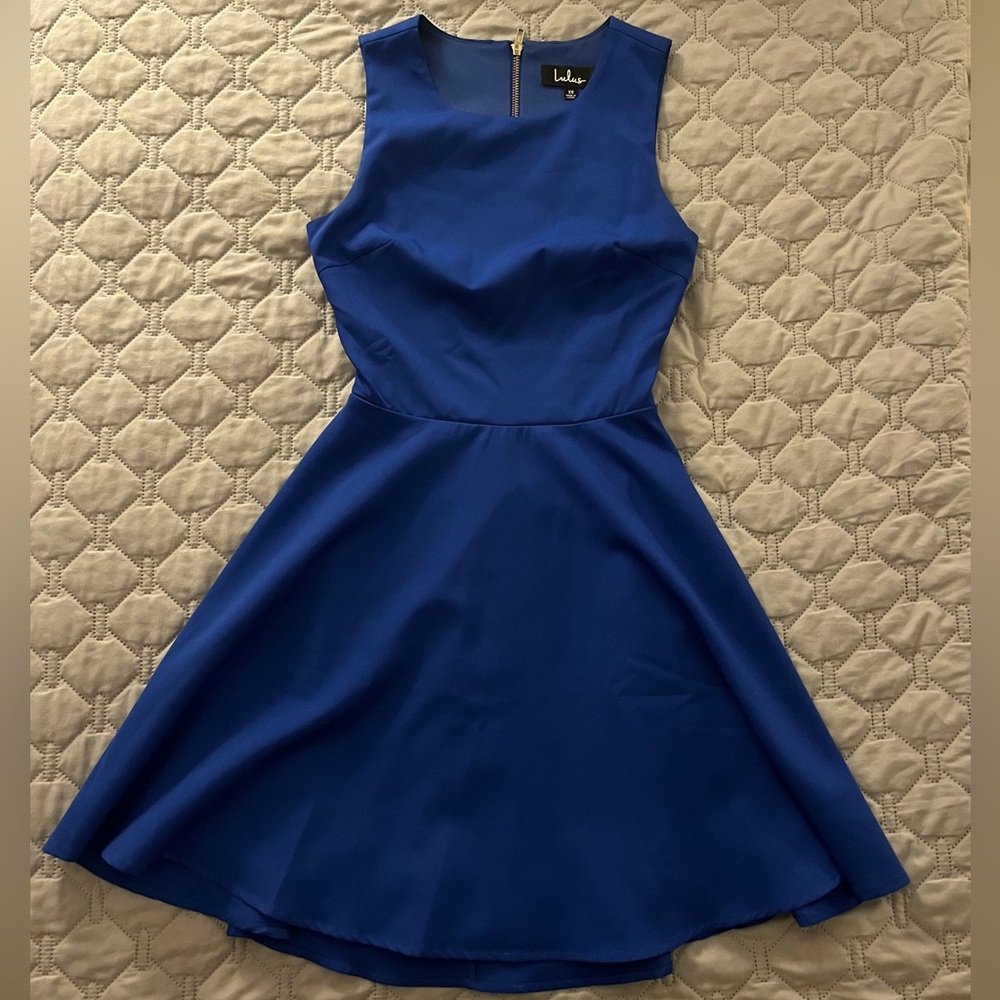 Lulu’s Just Us Royal Blue Skater Dress (XS)
